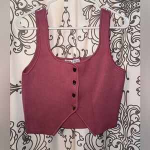 Zara Mauve Button-Front Sweater Crop Top